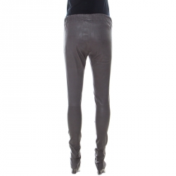 Joseph Grey Stretch Leather Elastic Waist Leggings S