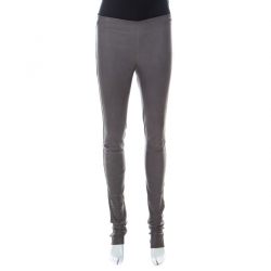 Joseph Grey Stretch Leather Elastic Waist Leggings S