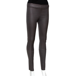 Joseph Grey Stretch Leather New Leggings S