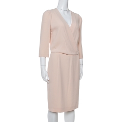 Joseph Peach Crepe Wrap Effect Scala Sheath Dress M