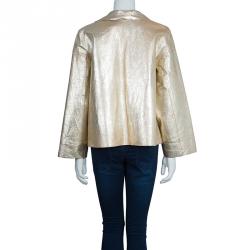 Pre Owned Joseph Gold Metallic Lambskin Jacket L