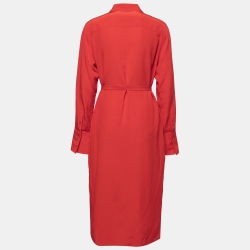 Pre Owned Joseph Red Silk Dold Shirt Dress M
