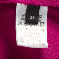 Pre Owned Joseph Pink Raw Edge Stretch Crepe Ruffled Detail Midi Dress M