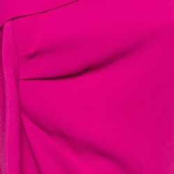 Pre Owned Joseph Pink Raw Edge Stretch Crepe Ruffled Detail Midi Dress M