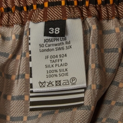 Pre Owned Joseph Brown Checked Taffy Silk Flared Trousers M
