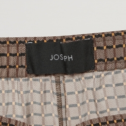Pre Owned Joseph Brown Checked Taffy Silk Flared Trousers M