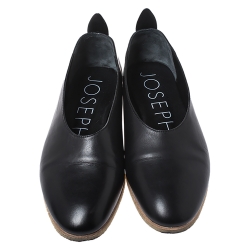 Pre Owned Joseph Black Leather Thai Ballet Flats Size 38