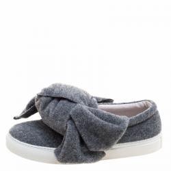 Joshua Sanders Grey Felt Bow Slip On Sneakers Size 37