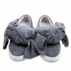 Joshua Sanders Grey Felt Bow Slip On Sneakers Size 37