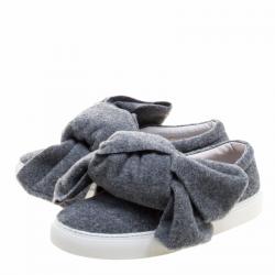 Joshua Sanders Grey Felt Bow Slip On Sneakers Size 37