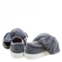 Joshua Sanders Grey Felt Bow Slip On Sneakers Size 37