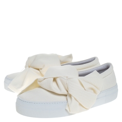 Joshua Sanders Off-white Canvas Bow Slip On Sneakers Size 38