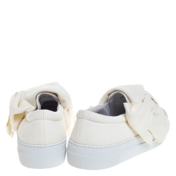 Joshua Sanders Off-white Canvas Bow Slip On Sneakers Size 38