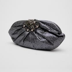 Judith Leiber Lina Metallic Tweed Crystal Clutch