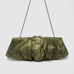 Judith Leiber Green Kadija Printed Python Clutch
