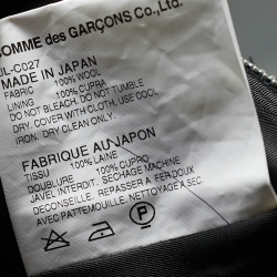 Junya Watanabe Comme des Garcons Black Wool Zip Detail Coat M