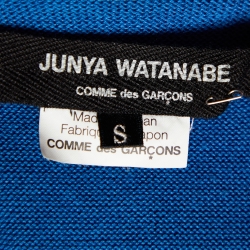 Junya Watanabe Comme des Garcons Blue Knit And Chiffon Panel Asymmetric Top S
