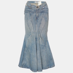 Junya Watanabe Comme des Garcons Light Wash Denim Maxi Mermaid Skirt M