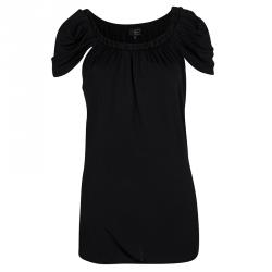 Pre Owned Just Cavalli Black Draped Sleeve Top L