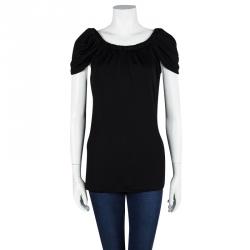 Pre Owned Just Cavalli Black Draped Sleeve Top L