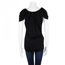 Pre Owned Just Cavalli Black Draped Sleeve Top L