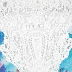 Pre Owned Just Cavalli Blue Eyelet Embroidered Lace Detail Sleeveless Drop Waist Dress M