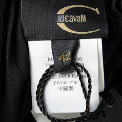 Pre Owned Just Cavalli Black Embellished Plisse Silk Sleeveless Top M