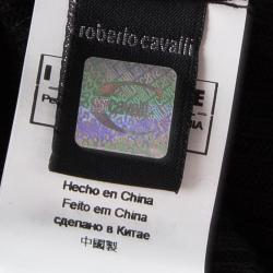 Pre Owned Just Cavalli Black Silk Jersey Rib Knit Long Sleeve Top L