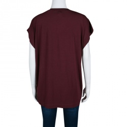 Pre Owned Just Cavalli Maroon Printed Oversized T-Shirt S
