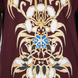 Pre Owned Just Cavalli Maroon Printed Oversized T-Shirt S