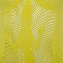 Pre Owned Just Cavalli Yellow Tricot Mesh Lizard Motif Halter Top (Free Size)