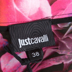 Pre Owned Just Cavalli Multicolor Rose Printed Flared Circular Skirt S