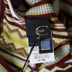 Pre Owned Just Cavalli Multicolor Printed Cotton Knit Bodice Detail Sleeveless Maxi Dress L