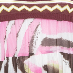 Pre Owned Just Cavalli Multicolor Printed Cotton Knit Bodice Detail Sleeveless Maxi Dress L