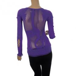 Pre Owned Just Cavalli Purple Perforated Top XXS