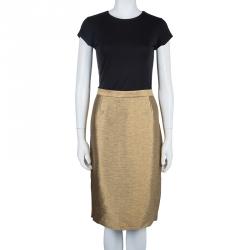 Pre Owned Just Cavalli Textured Gold Hourglass Back Panel Detail Skirt L