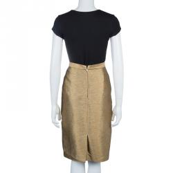 Pre Owned Just Cavalli Textured Gold Hourglass Back Panel Detail Skirt L