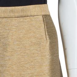 Pre Owned Just Cavalli Textured Gold Hourglass Back Panel Detail Skirt L