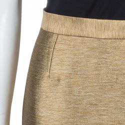 Pre Owned Just Cavalli Textured Gold Hourglass Back Panel Detail Skirt L
