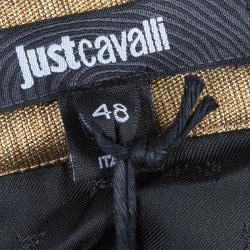 Pre Owned Just Cavalli Textured Gold Hourglass Back Panel Detail Skirt L