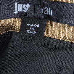 Pre Owned Just Cavalli Textured Gold Hourglass Back Panel Detail Skirt L