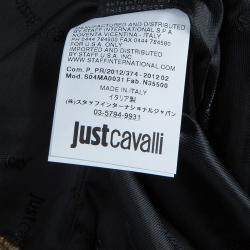 Pre Owned Just Cavalli Textured Gold Hourglass Back Panel Detail Skirt L