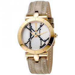 مملوكة مسبقًا Just Cavalli Silver Gold Plated Stainless Steel Animal JC1L005L0025 Women's Wristwatch 34MM