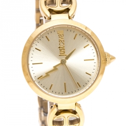 مملوكة مسبقًا Just Cavalli Champagne Gold Stainless Steel Macrame Women's Wristwatch 28 mm