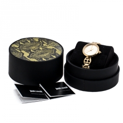 مملوكة مسبقًا Just Cavalli Champagne Gold Stainless Steel Macrame Women's Wristwatch 28 mm