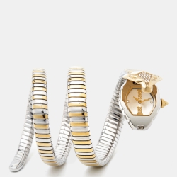 مملوكة مسبقًا Just Cavalli Silver Two-Tone Stainless Steel Glam Chic JC1L073M0045 Women's Wristwatch 22 mm