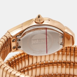 Pre Owned Just Cavalli Glittered Champagne Rose Gold Plated Stainless Steel Glam Chic JC1L115M0035 Women's Wristwatch 22 mm