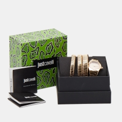 مملوكة مسبقًا Just Cavalli Glittered Champagne Rose Gold Plated Stainless Steel Glam Chic JC1L115M0035 Women's Wristwatch 22 mm