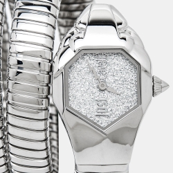 Just Cavalli Glitter Silver Stainless Steel Glam Chic Snake JC1L115M0015 Women's Wristwatch 22 mm