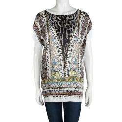 Pre Owned Just Cavalli Multicolor Printed Short Sleeve Top S
